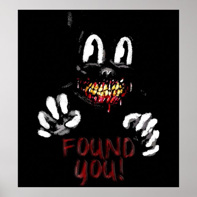Cartoon cat Horror Creepy Cat Found You Halloween  Poster (Front)