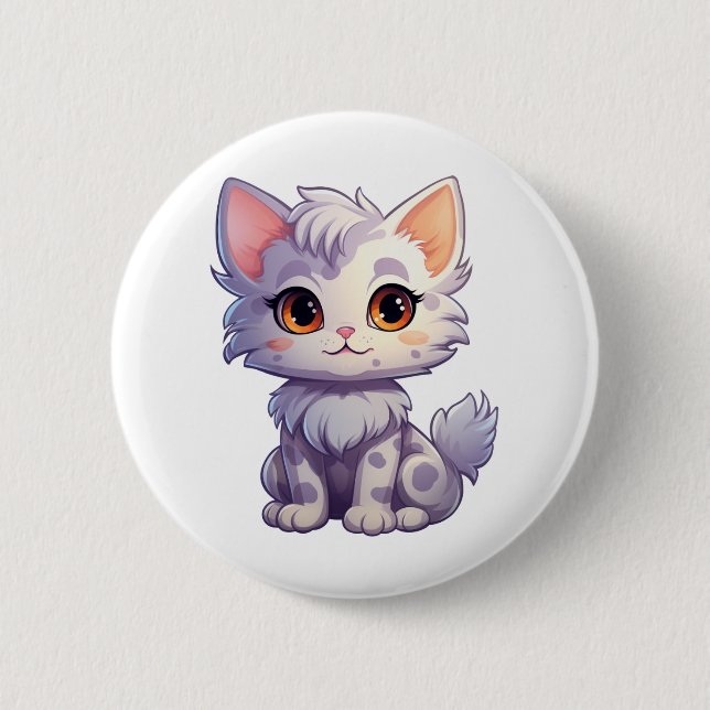 Cartoon cat illustration 6 cm round badge (Front)