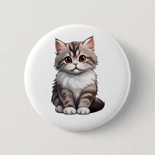 Cartoon cat illustration 6 cm round badge (Front)