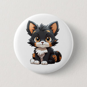 Cartoon cat illustration 6 cm round badge