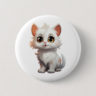 Cartoon cat illustration 6 cm round badge