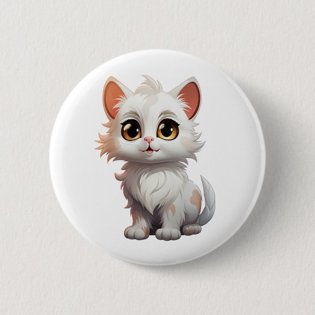 Cartoon cat illustration 6 cm round badge (Front)