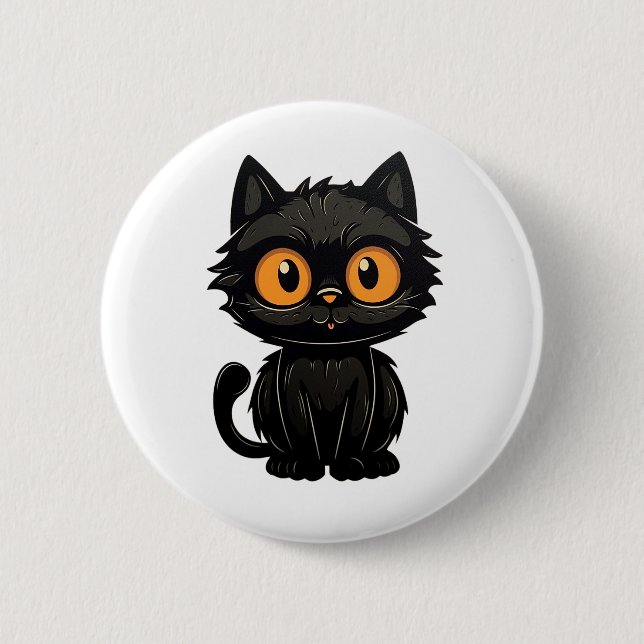 Cartoon cat illustration 6 cm round badge (Front)