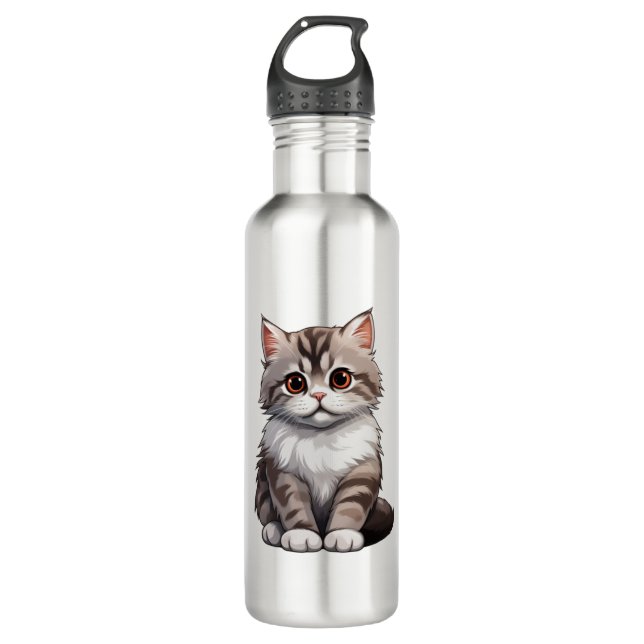Cartoon cat illustration   710 ml water bottle (Front)