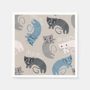 Cartoon cat illustration napkin