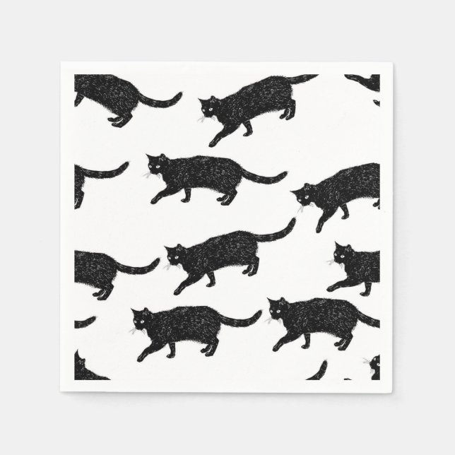 Cartoon cat illustration napkin (Front)