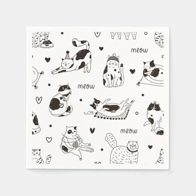 Cartoon cat illustration napkin (Front)