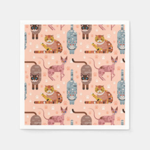 Cartoon cat illustration napkin