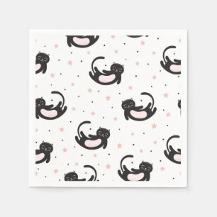 Cartoon cat illustration napkin