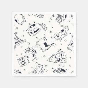 Cartoon cat illustration napkin