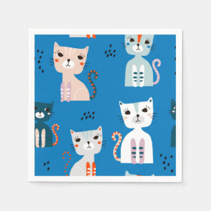 Cartoon cat illustration napkin