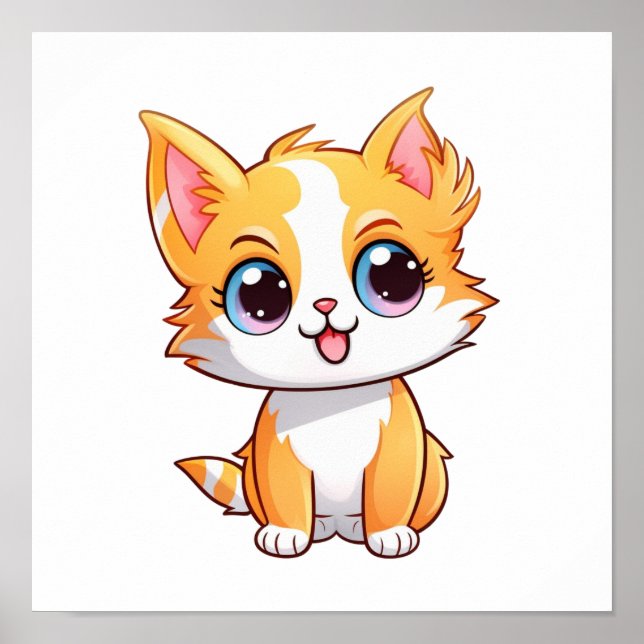 Cartoon cat illustration poster (Front)