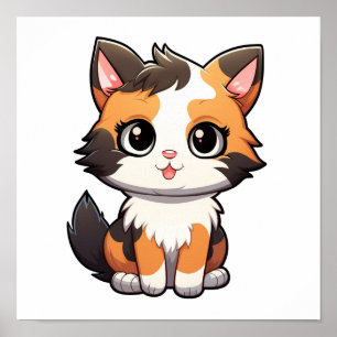 Cartoon cat illustration poster