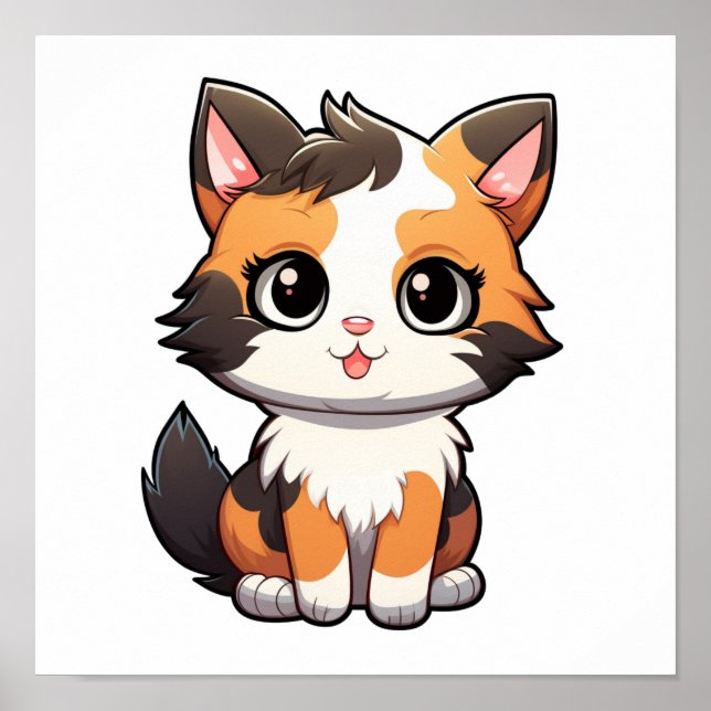 Cartoon cat illustration poster (Front)