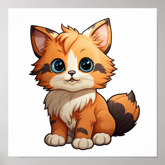 Cartoon cat illustration poster (Front)