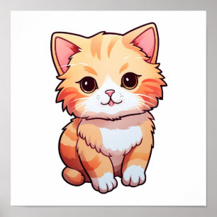Cartoon cat illustration poster