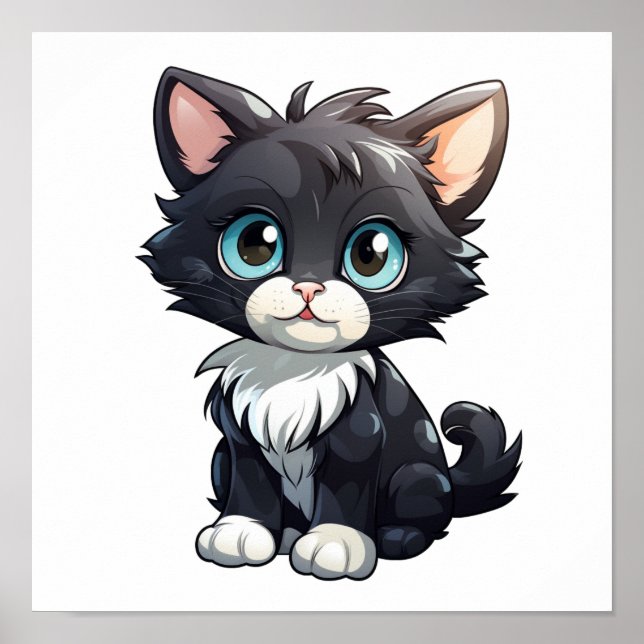 Cartoon cat illustration poster (Front)