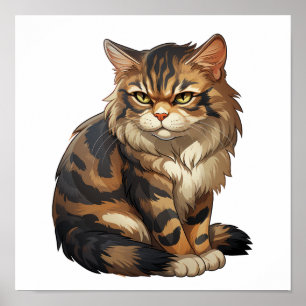 Cartoon cat illustration poster