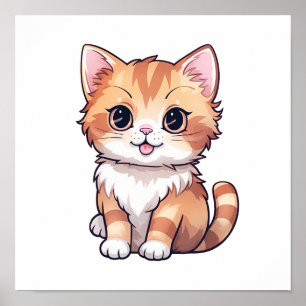 Cartoon cat illustration poster
