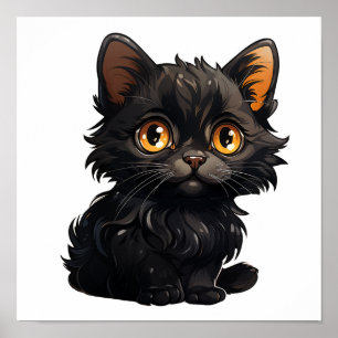 Cartoon cat illustration poster