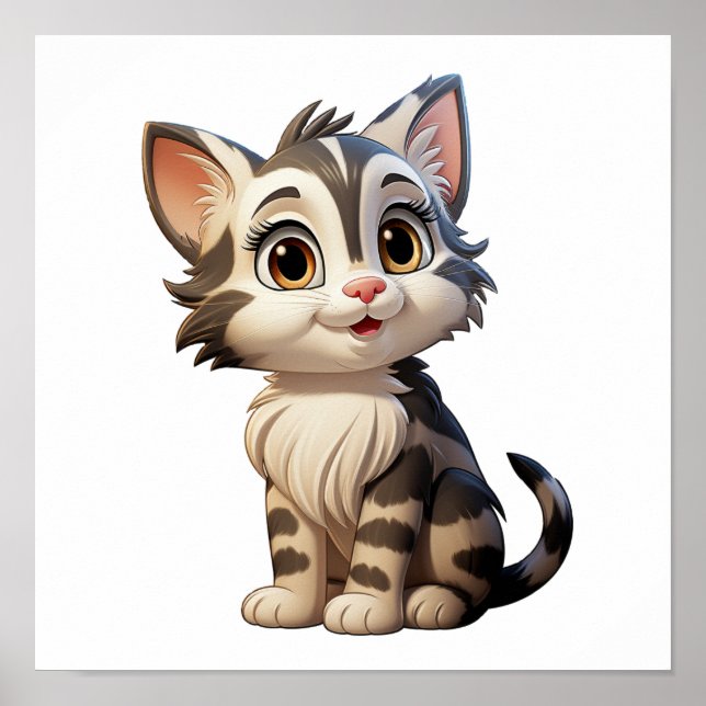 Cartoon cat illustration poster (Front)
