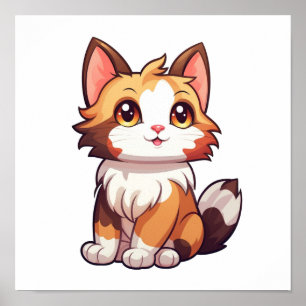 Cartoon cat illustration poster