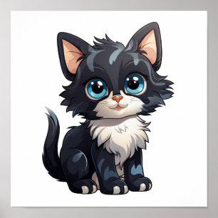 Cartoon cat illustration poster
