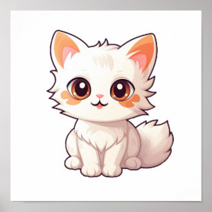 Cartoon cat illustration poster