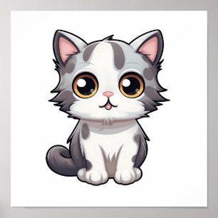 Cartoon cat illustration poster
