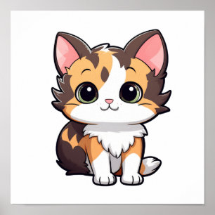 Cartoon cat illustration poster