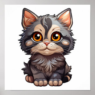 Cartoon cat illustration poster