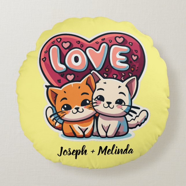 Cartoon Cat lover Round Cushion (Front)