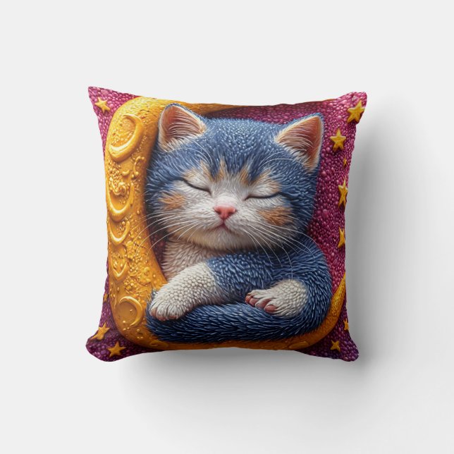 Cartoon cat on the moon cushion (Front)