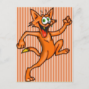 Cartoon Cat On The Run Postcard