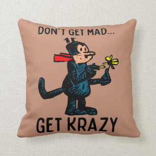 Cartoon Cat Retro-Style Throw Pillow