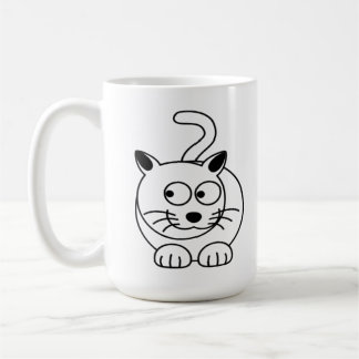 Cartoon Cat Sitting with Curiosity Coffee Mug