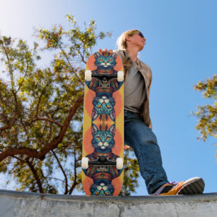 Cartoon cat skateboard