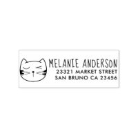 Cartoon Cat Wink Custom Name & Return Address
