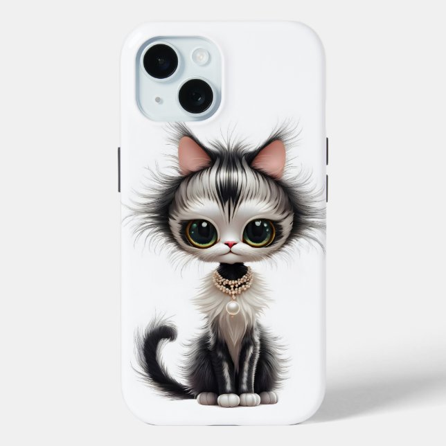Cartoon Cat With Pearl Necklace  Case-Mate iPhone Case (Back)
