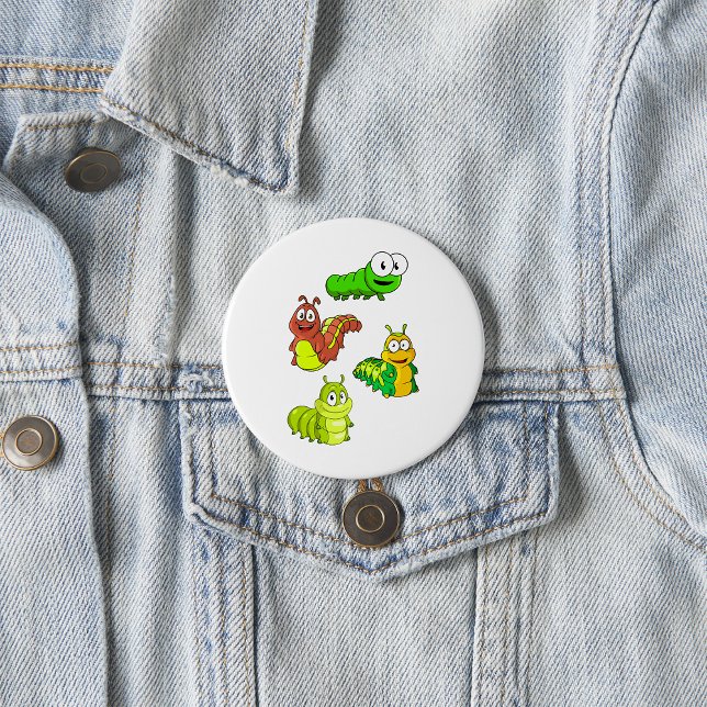 Cartoon Caterpillar Characters Adorable Insects 7.5 Cm Round Badge (Creator Uploaded)