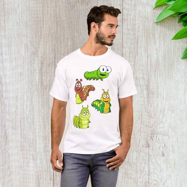 Cartoon Caterpillar Characters Adorable Insects T-Shirt (Creator Uploaded)