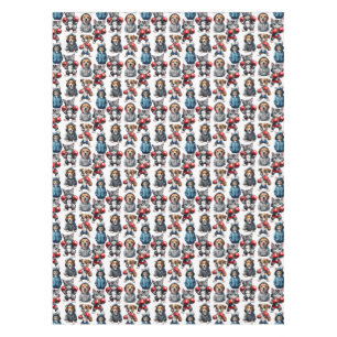 Cartoon Cats And Dogs Design Tablecloth