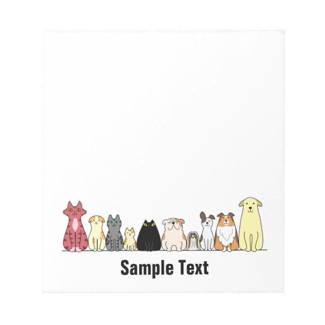 cartoon cats and dogs note pad (Front)