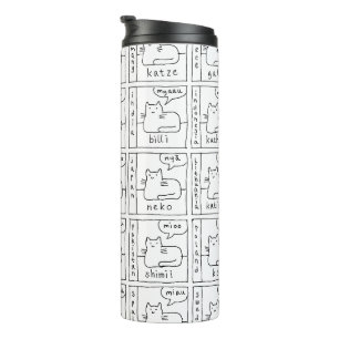 Cartoon Cats Different Various Languages Meow Thermal Tumbler