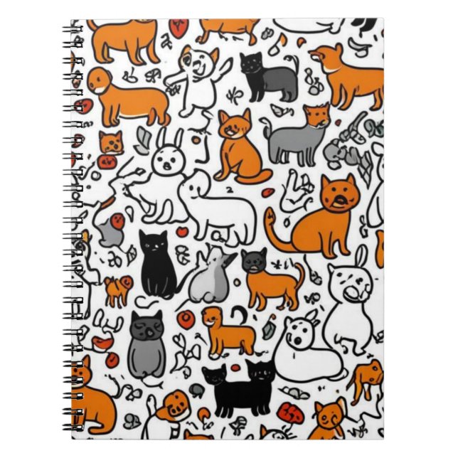 Cartoon Cats & Doodles Notebook (Front)