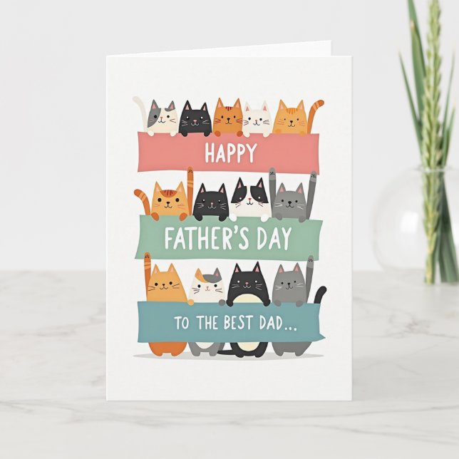 Cartoon Cats Fathers Day Card (Front)