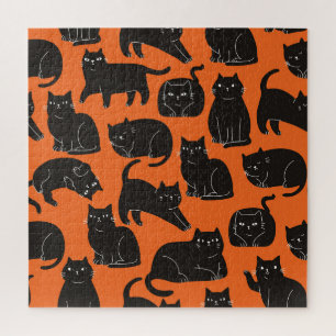 Cartoon Cats Hand Drawn Pattern Jigsaw Puzzle