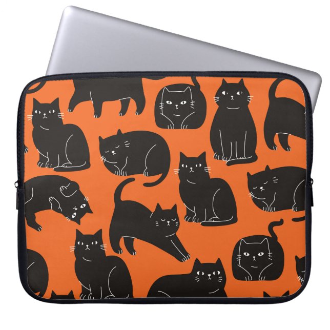 Cartoon Cats Hand Drawn Pattern Laptop Sleeve (Front)