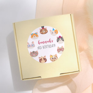 Cartoon Cats Kids’ Purr-fect Birthday Party Classic Round Sticker