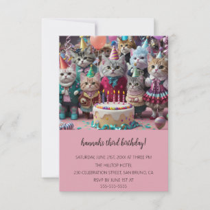 Cartoon Cats Kids’ Purr-fect Birthday Party Invitation